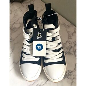 Art Class Men's High Top Lace-Up Sneakers Black/White Solid Rubber Outsole